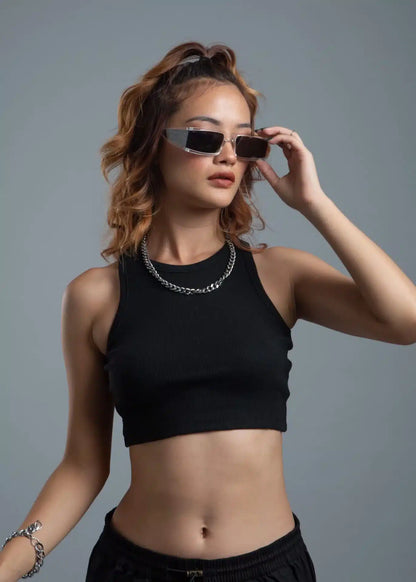 Black Cropped Tank Top