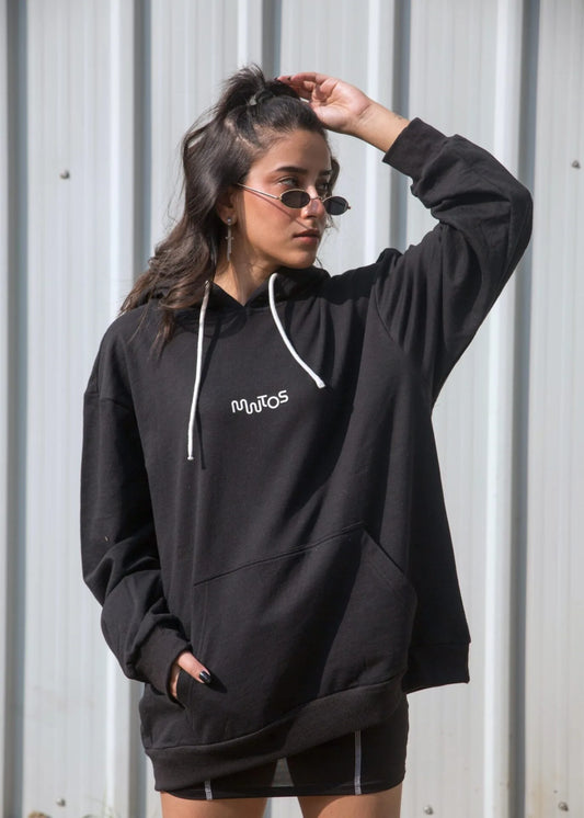 Black Logo Relaxed Fit Hoodie