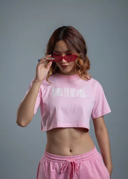 Pink Born To Go Viral Crop Top