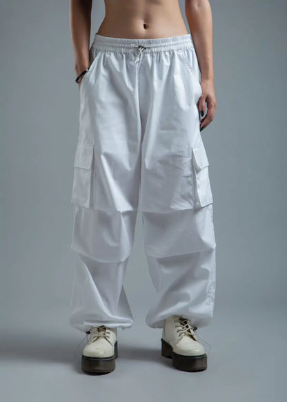 White Relaxed Fit Cargo Pants